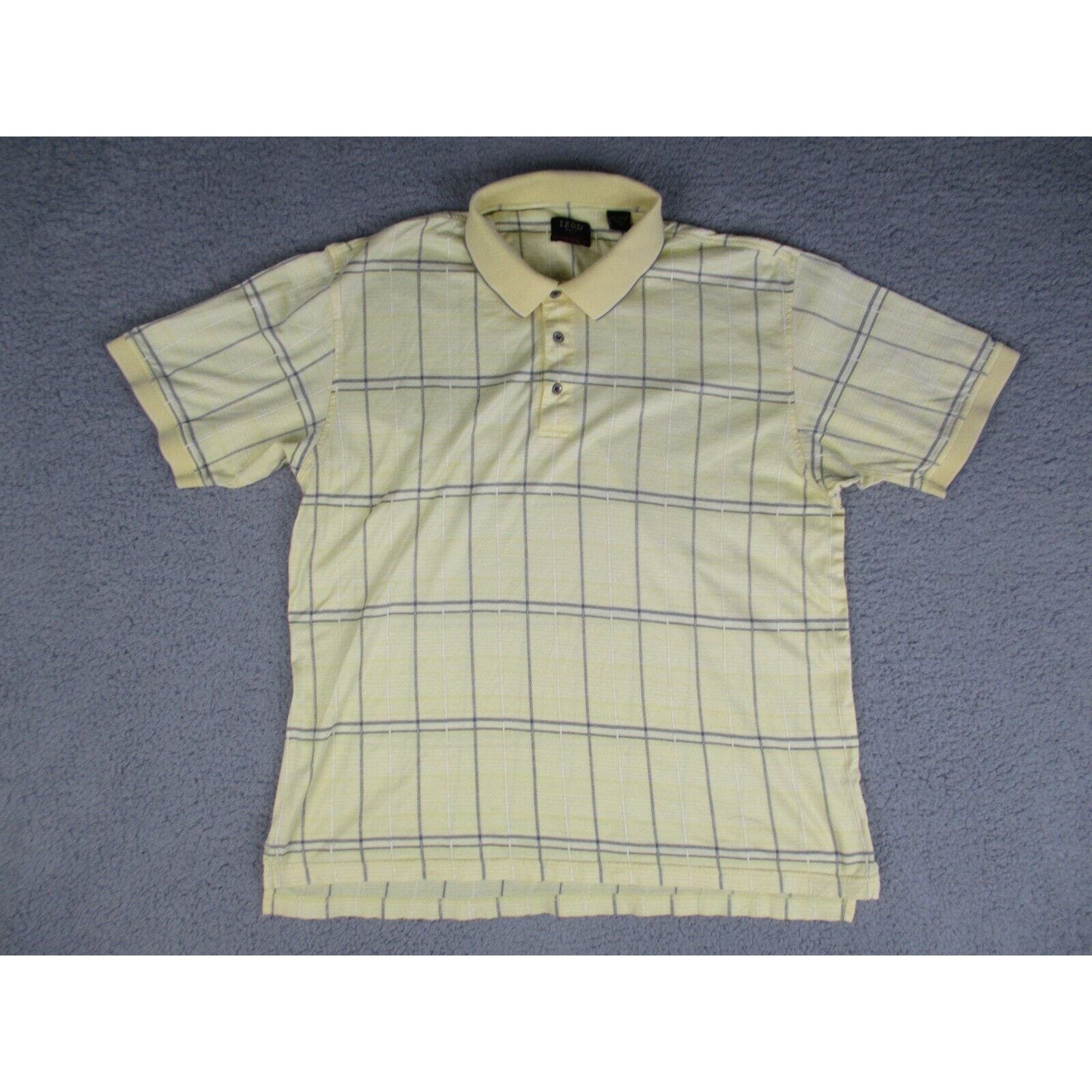 Izod Polo Shirt Mens Large Yellow Golf Cotton Cool-Fx Short Sleeve